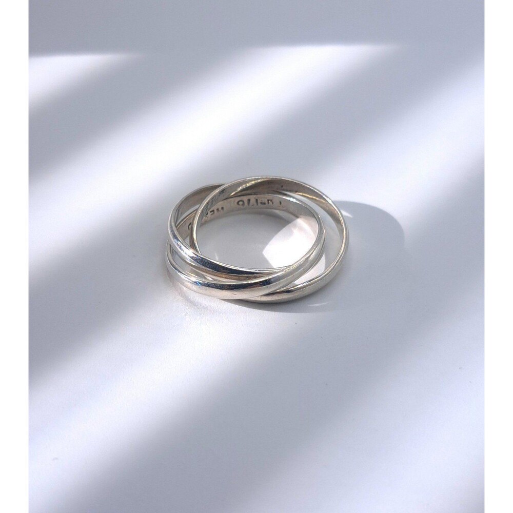 Vintage .925 Sterling Silver Three Band Rolling Band Ring Size 8